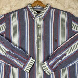 Ralph Lauren Shirt Men's 2XLT Striped Classic Fit Stripe Button Down Pony Logo
